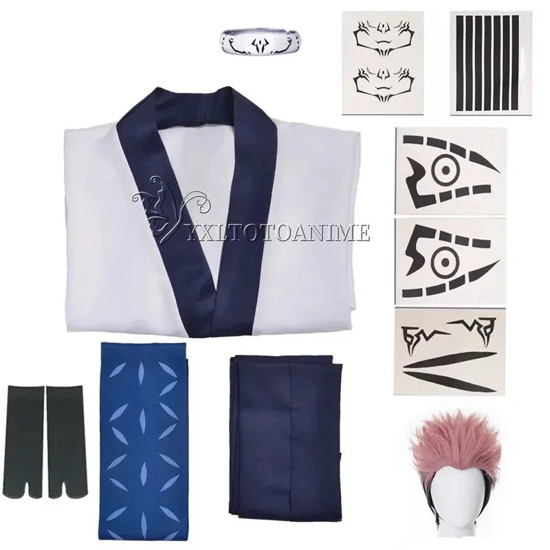 En stock Jujutsu Kaisen Ryomen Sukuna disfraces Cosplay adultos hombres mujeres trajes Japón Kimono Hanfu Halloween Anime ropa; 2'k,