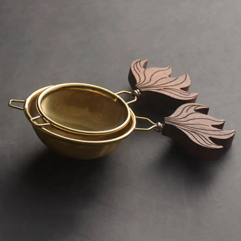 Separatore di tè per uso domestico manico in noce nera casa filtraggio senza intoppi accessori per la cerimonia del tè cucina in acciaio inossidabile nuovo