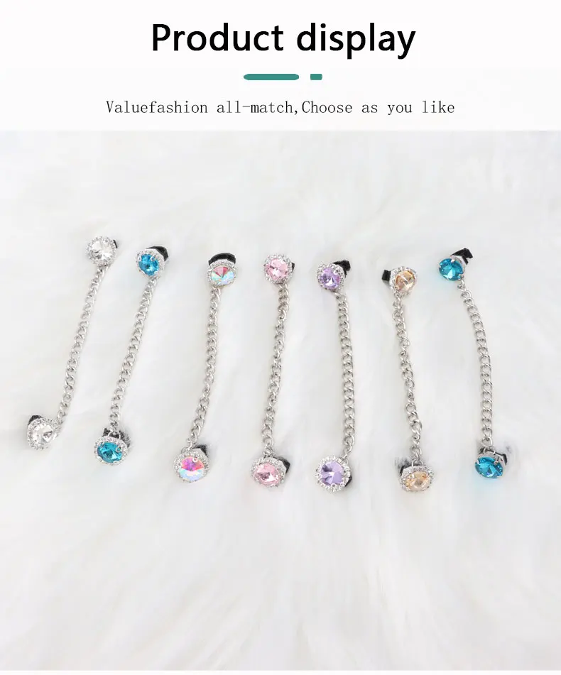 1 Pair Shoe Buckle Clips Shoelace Chain Charms Sneakers Colorful Crystal Gemstone Decoration Ornaments Pendant Trend Accessories