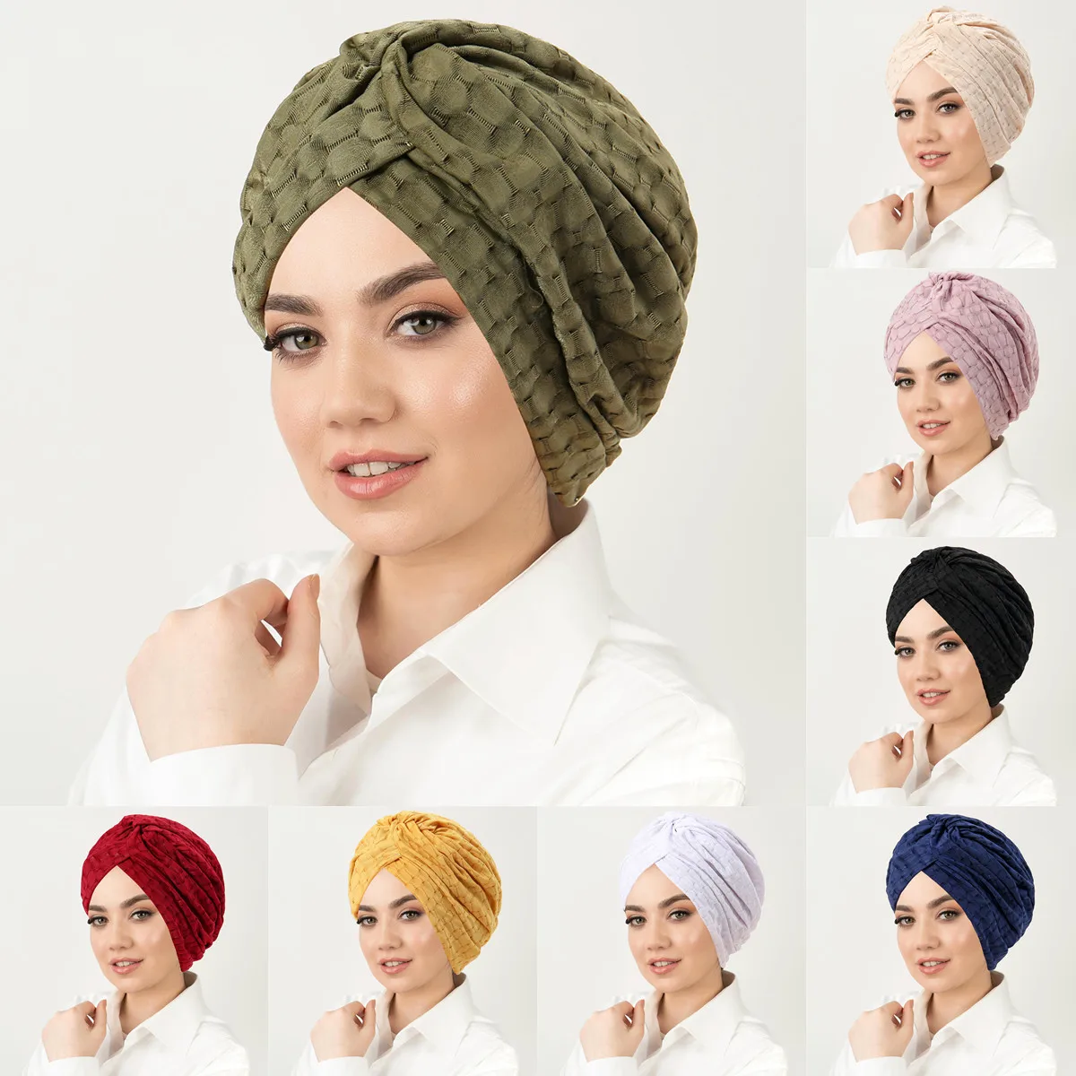 

New Indian Turban Muslim Women Hijab Hat Cancer Chemo Cap Islamic Hair Loss Cover Beanie Bonnet Head Scarf Pleated