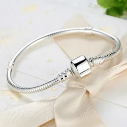 Suyixian Handmade DIY Exquisite Jewelry 925 Sterling Silver Beaded Bracelet Soft and Smooth Snake Bone Bracelet for Women