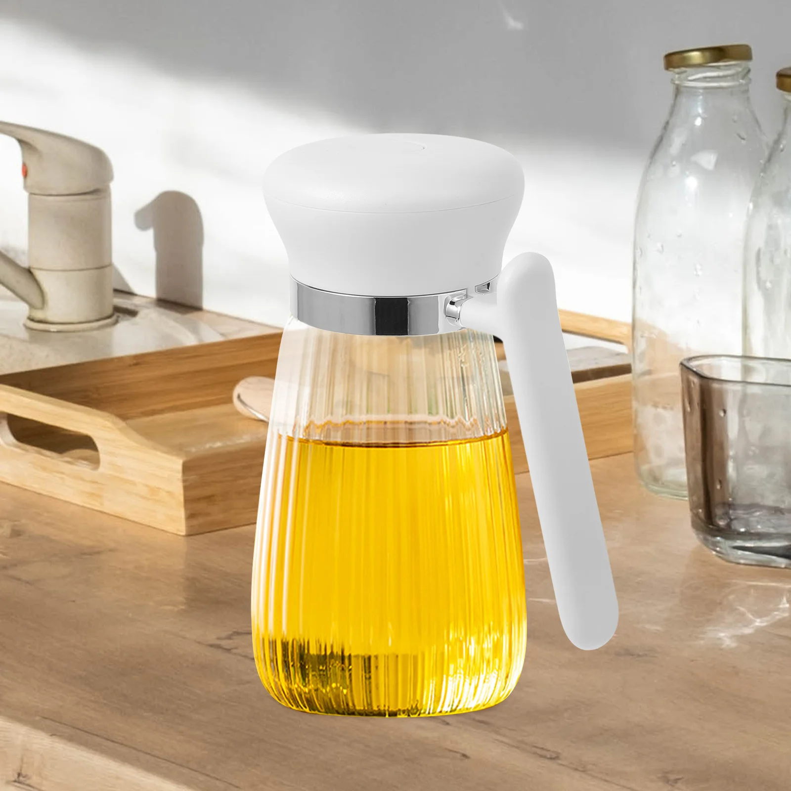 

Glass Oil Bottle Dispenser Transparent Container Heat-Resistant for Kitchen Condiments Anti-Leak Design Easy Clean