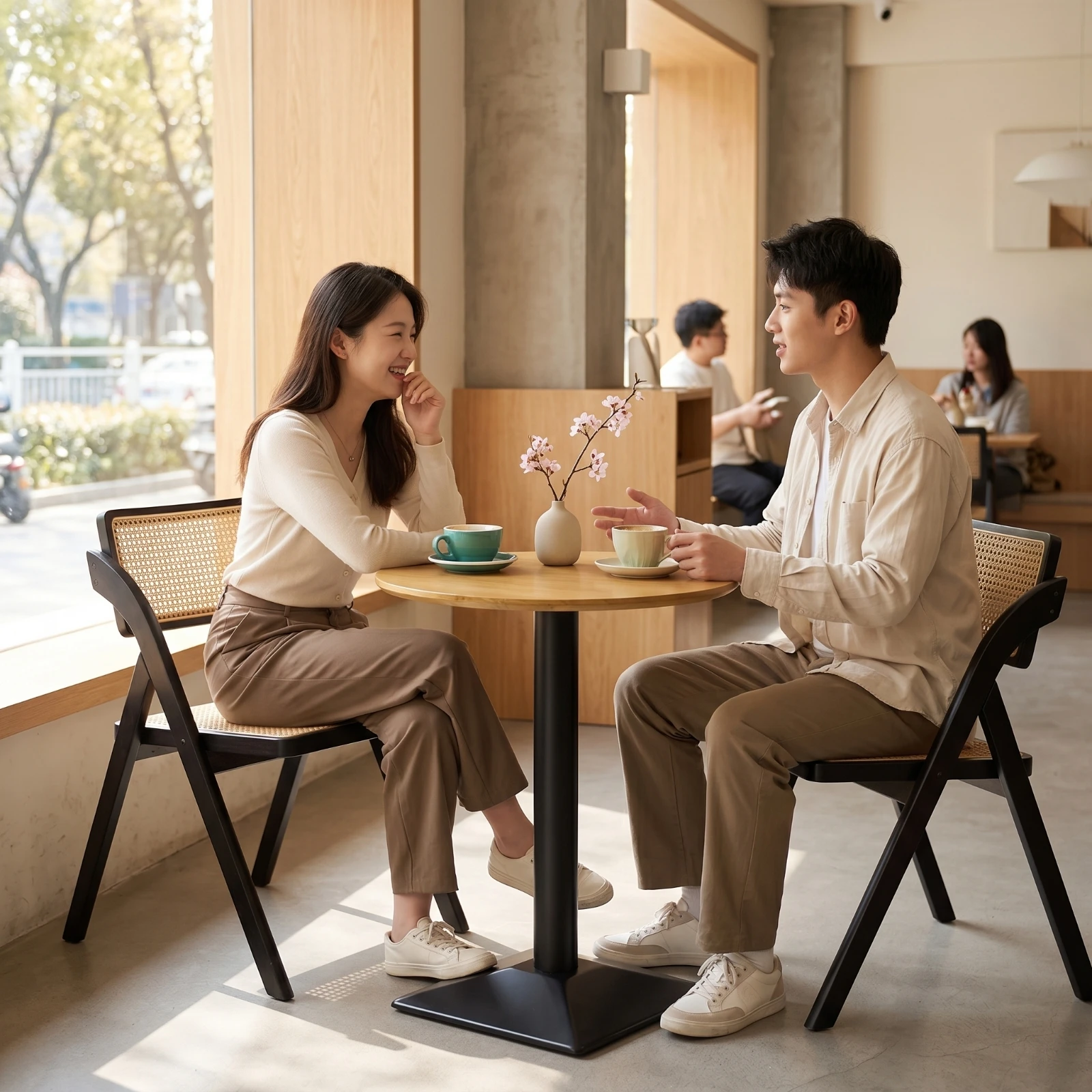 Cafe Table Compact Table with Pedestal Base Furniture Modern Smooth for Cafe-Style, Reception Area