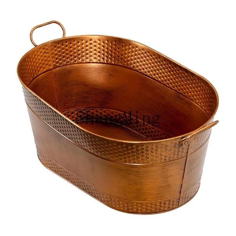 PYH light luxury gold oval galvanized iron champagne bucket commercial large capacity bar bucket beer ice basin