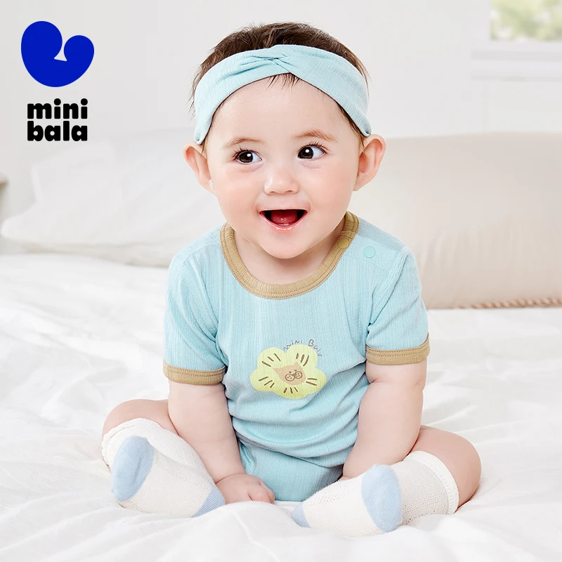 

Mini Bala Modal Triangle Bodysuit Boys Girls Baby Summer Breathable Soft Romper One-Piece Not Sweaty for Daily Wear