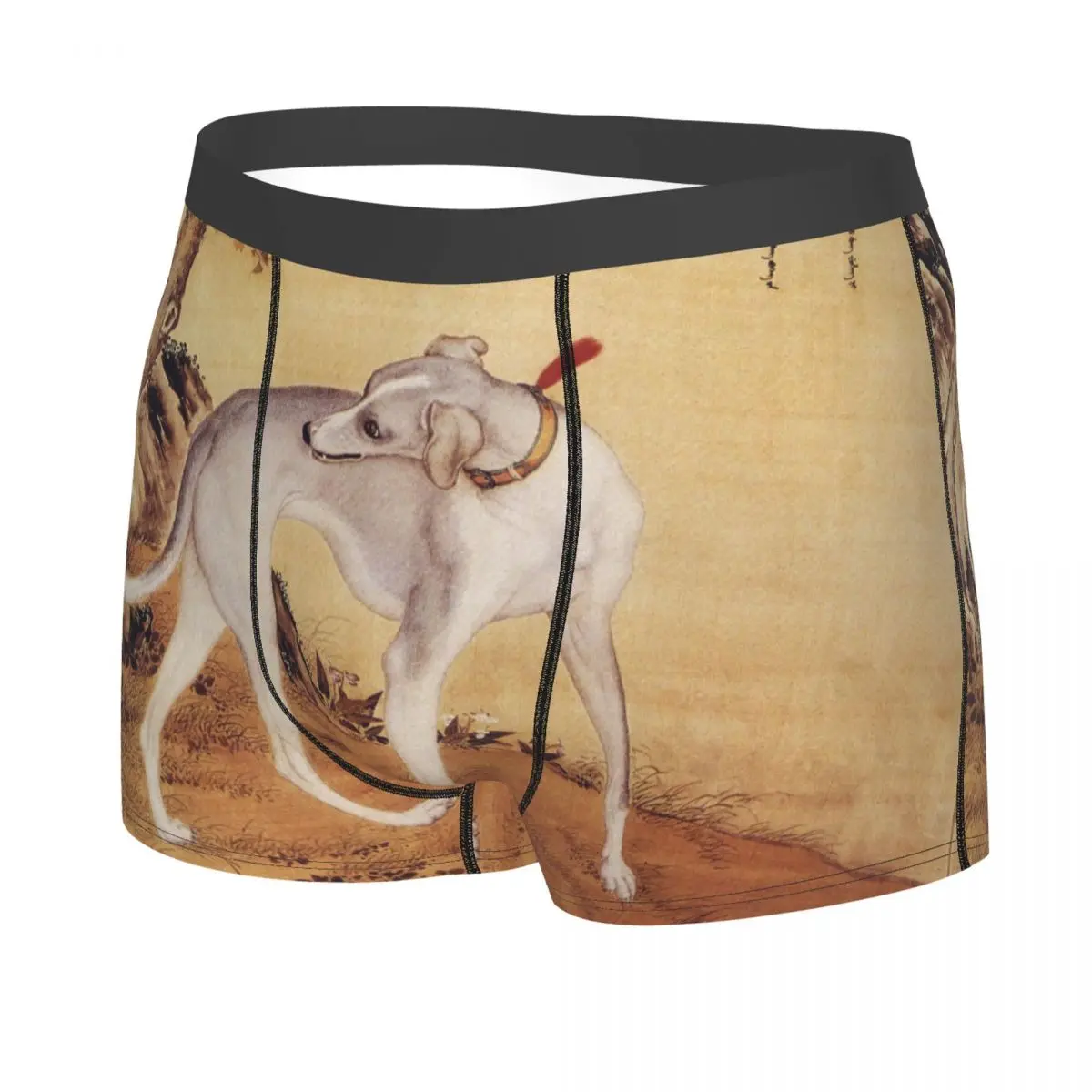 Sexy Chinese Style Painting Greyhound Dog Boxers Shorts Panties Men's Underpants Stretch Whippet Sighthound Dog Briefs Underwear