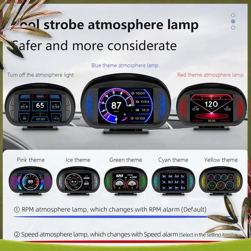 AB98-P2 Car HUD Head-Up Display OBD GPS Vehicle Speed And Gradient Meter Water Temperature And Fuel Consumption Durable Easy To