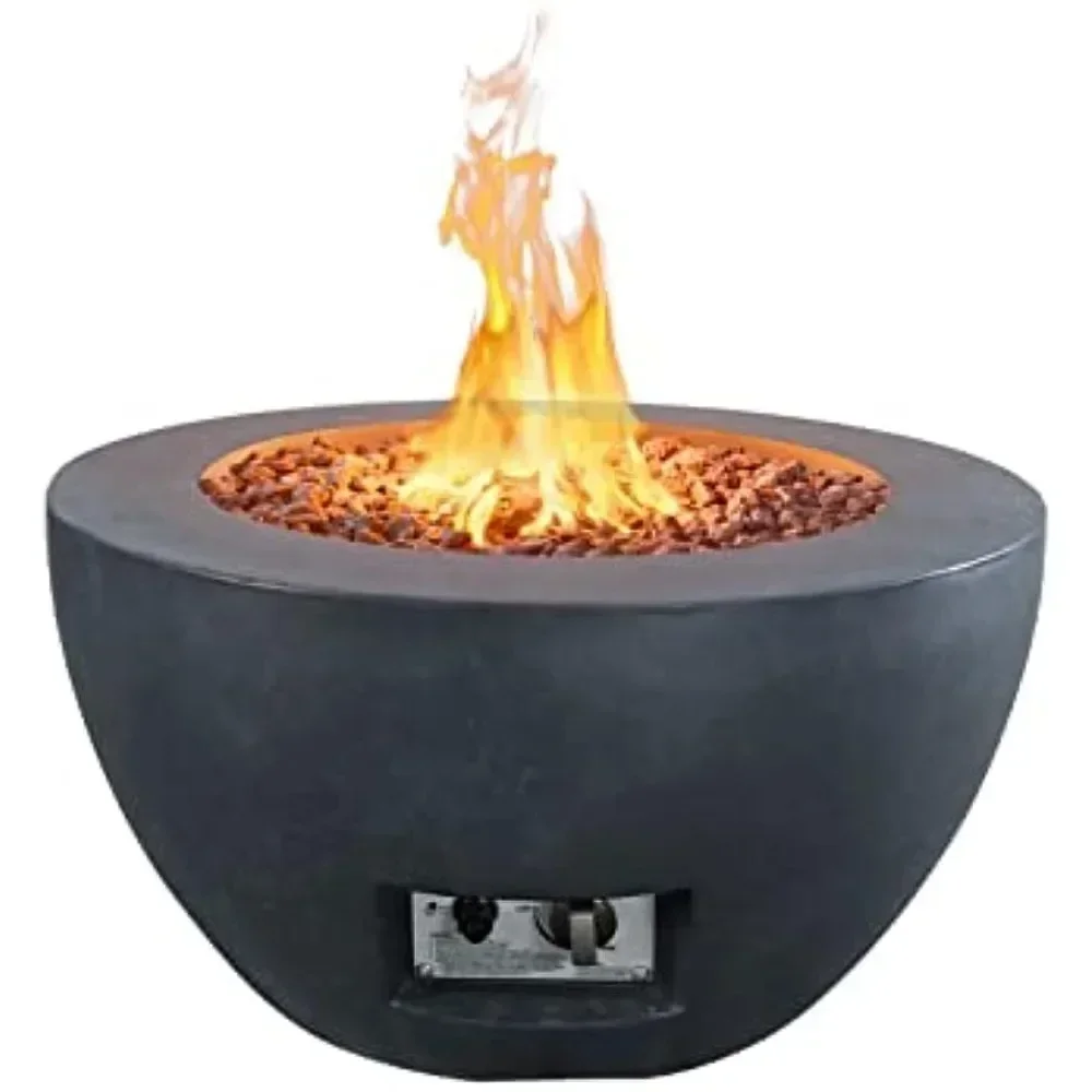 25 Inch Propane Fire Table, 50,000 BTU Large Concrete Fire Pit Table for Outdoor Garden Patio