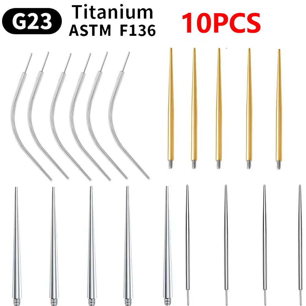 10 pçs g23 titânio piercing corpo piercing ferramenta jóias ferramentas punctura agulha para barriga lábio orelha sobrancelha guia agulha piercing
