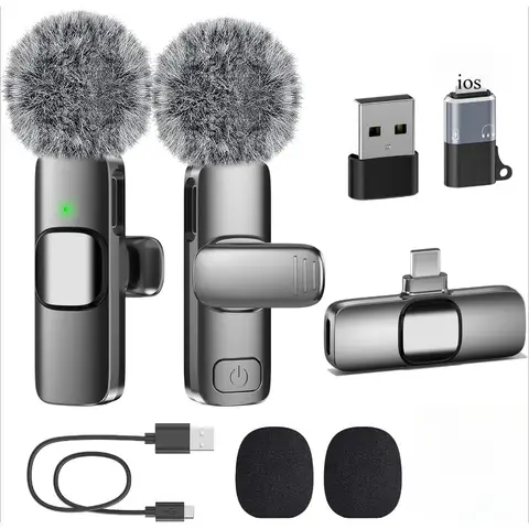 Wireless Lavalier Microphone for Android Mini Lapel Lav Mic with Noise Reduction For Vlog YouTube TikTok Audio Video Recording