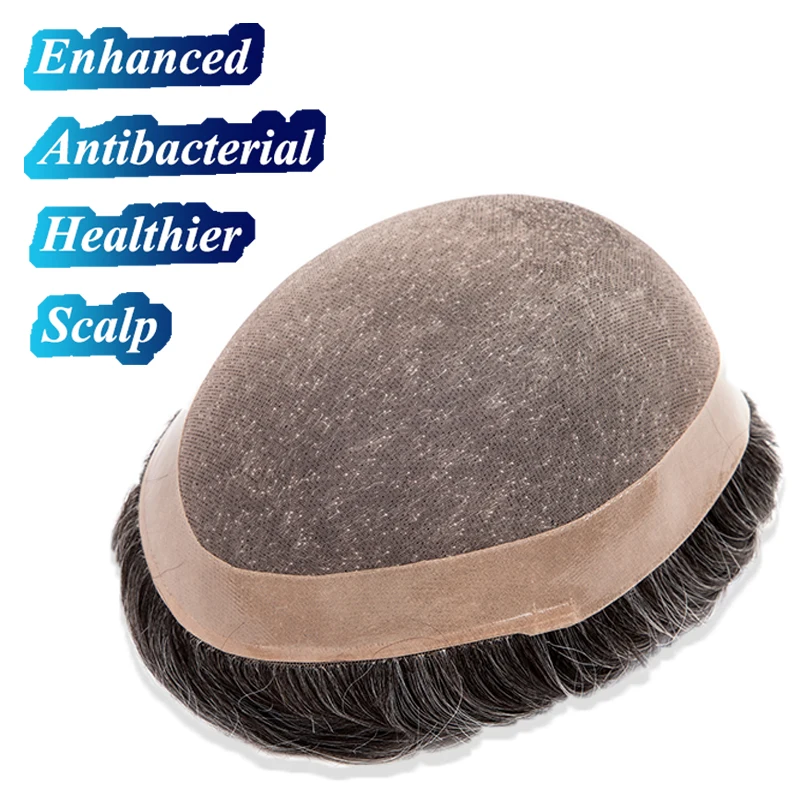 مضاد للجراثيم الشعر المستعار أحادية الرجال الشعرية الاصطناعية 6 ''خصلات الشعر المستعار الإنسان للرجال مريحة الذكور الشعر الاصطناعية شعر مستعار دائم