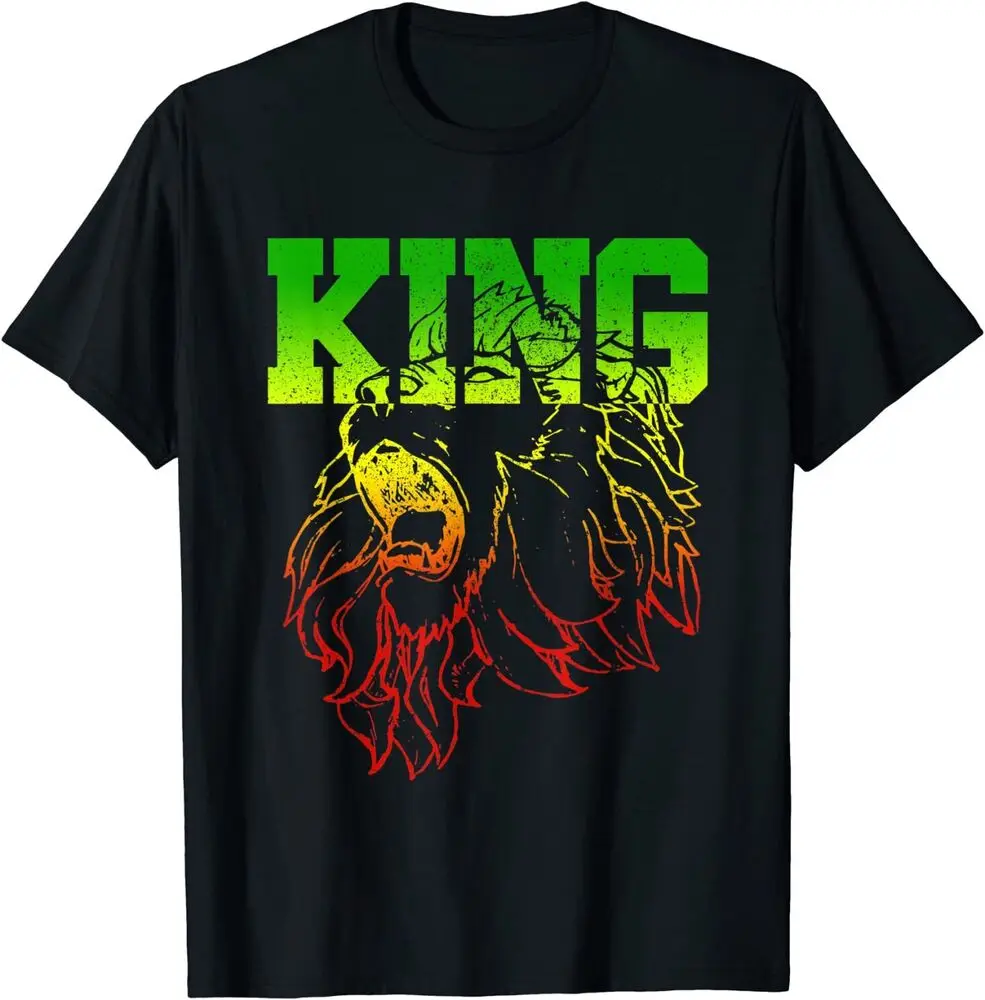 Camiseta masculina do Leão de Judá, Rei Reggae Music Rasta, estampa de anime Y2K, presente de marca verão