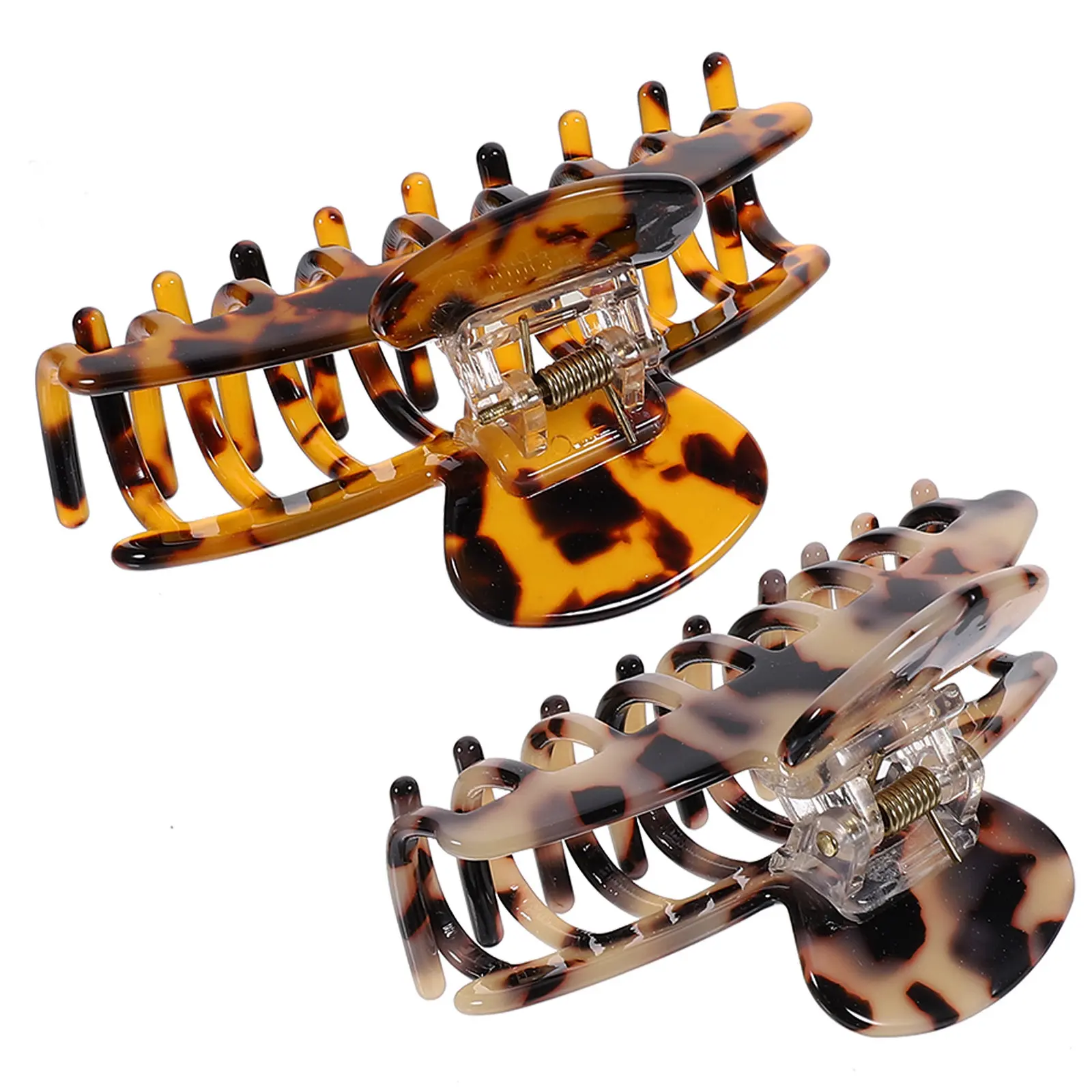 

2 шт. женских заколок-крабиков для волос, большие, с леопардовым принтом, для надежной фиксации, удобные на весь день, для работы и путешествий