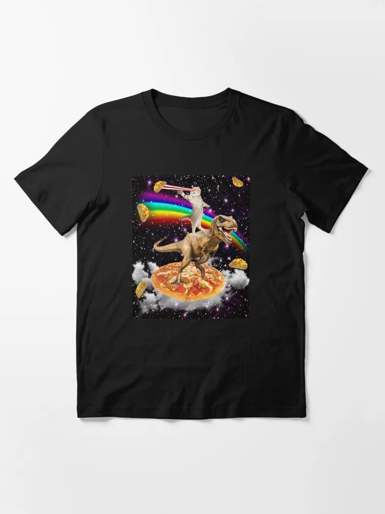 The ORIGINAL Galaxy Laser Eye Cat On Dinosaur On Pizza With Tacos & Rainbow Essential T-Shirt