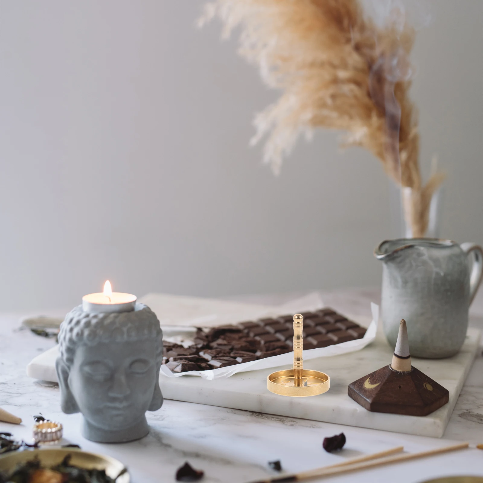 

Incense Press Ash Mold Brass Incense Making Tool Anti-Skid Easy Hold for Home Office Yoga Room DIY Creative Accessory