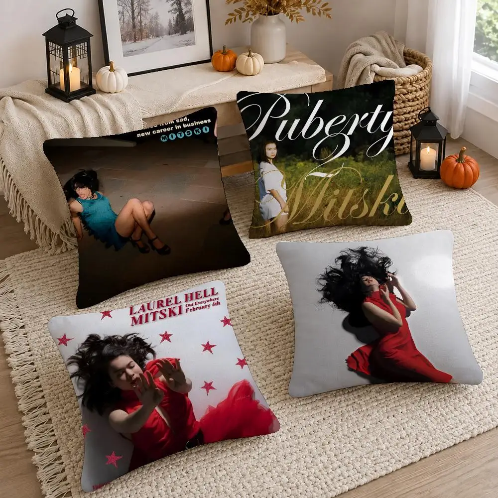 Indie Singer Mitski Cushion Cover Short Plush Pillow Cover, Washable Wrinkle-Resistant for Sofa Bedroom Decor Gift