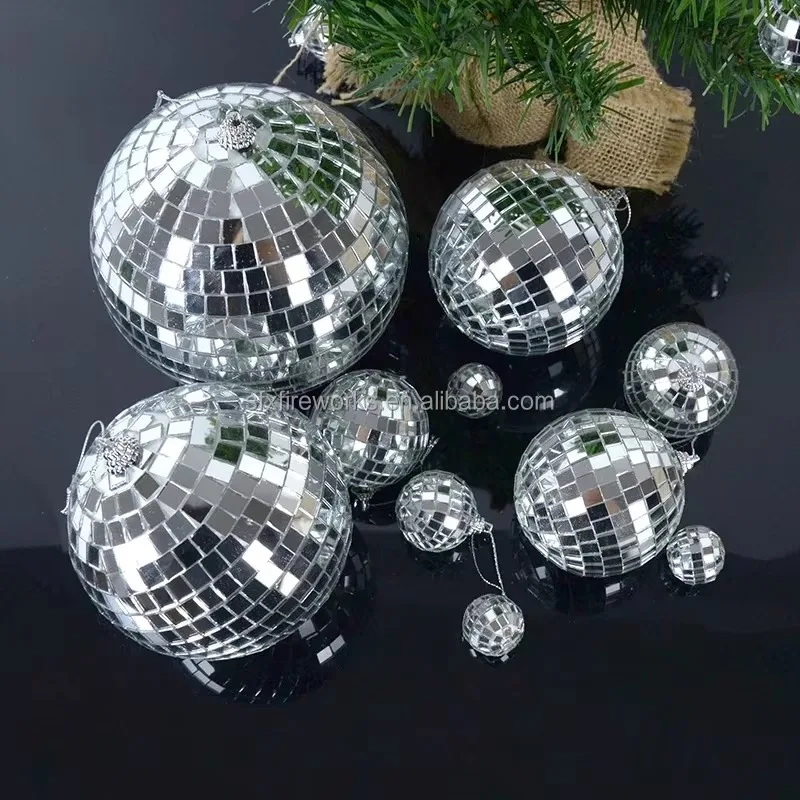 Silver Mirror Disco Ball Stage Glass Reflective Disco Ball Big Home Party Decorations Bar Dj Reflection Colorful Mirror Ball