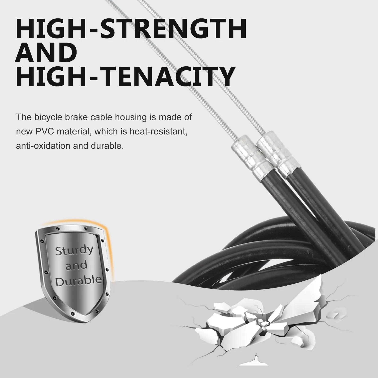 1Set Bike Brake Cable Kit High Quality Stainless Steel Inner Wires with Protective Housing Smooth Sensitive Braking for All