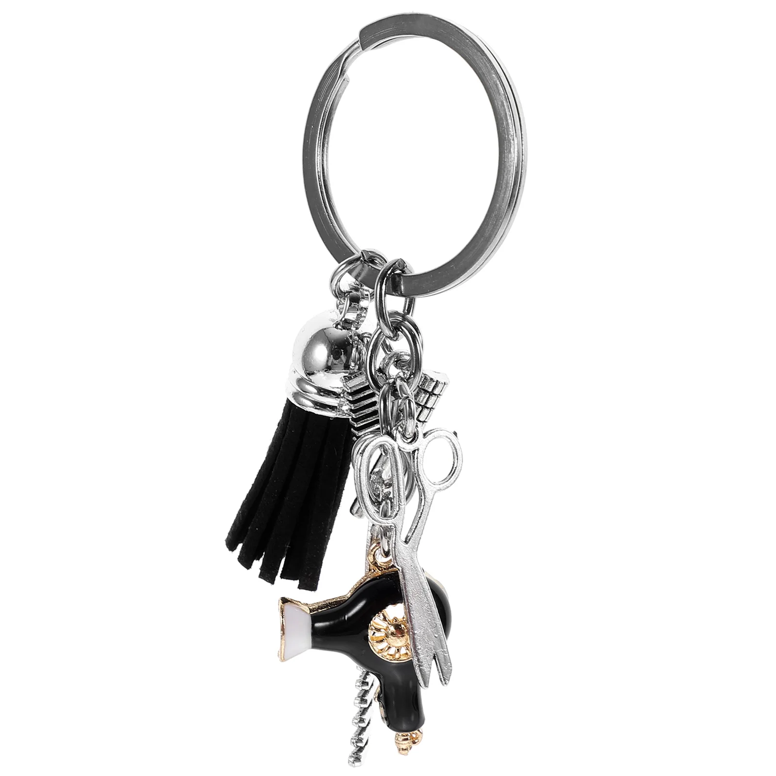 Keychain Ring Barber Hairdressing Stylist Hairdresser Keyring Zinc Alloy Car Pendant Backpack Hairdryer