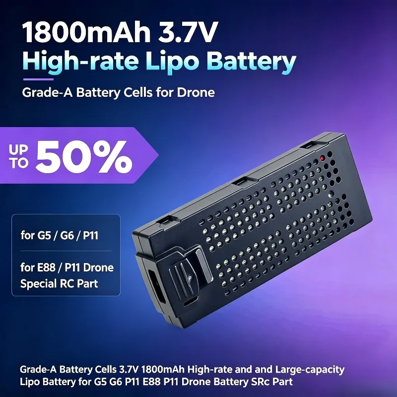 Grade‑A Battery Cells 3.7V 1800mAh High‑rate and Large‑capacity Lipo Battery for G5 G6 P11 E88 P11 Drone Battery Special Rc Part