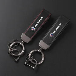 Deluxe Leather Keychain with Car Badge Keychain Pendant For ALPINA