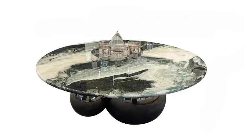 

Журнальный столик из белого мрамора Panda может быть изготовлен по индивидуальному заказу. Усовершенствованный журнальный столик. Креативный круглый журнальный столик из нержавеющей стали.