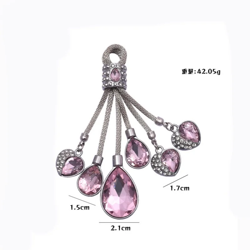 Exquisite Glitter Crystal Water Drop Lady Pendant Car Key Ring Keychain Women's Fashion Bag Hanging Decoration