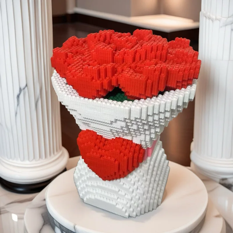 الإبداعية 11000 قطعة اللبنات الوردية لعبة نموذج زهرة مجموعة التعليمية صعوبة عالية التراص كتل لعبة هدية عيد الحب