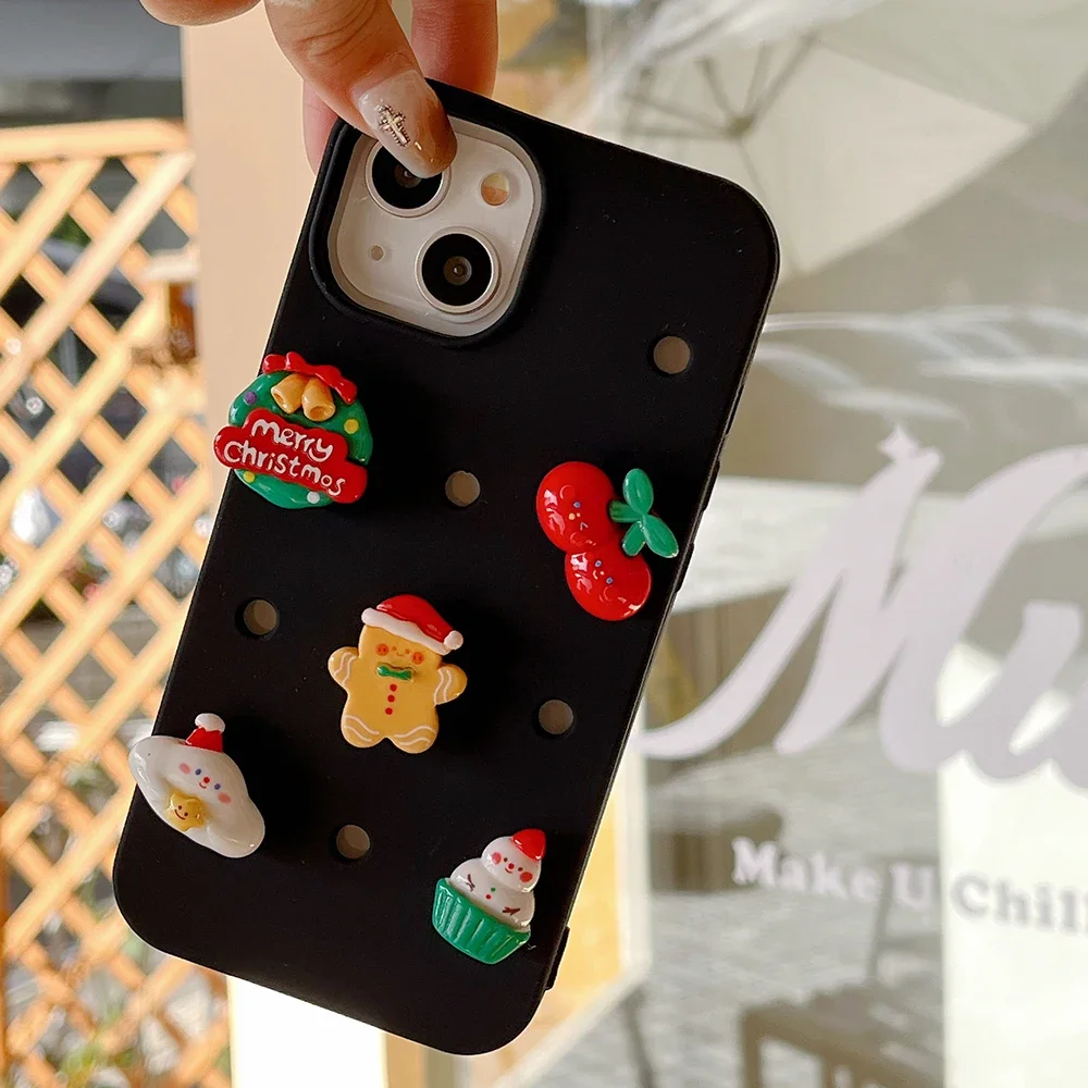 Christmas Gingerbread Man Gift DIY Detachable Phone Case for IPhone 15 14 13 12 11 Pro Max Plus Back Cover