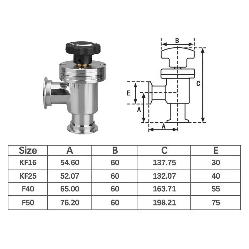 1 piece KF manual vacuum baffle valve 304 stainless steel quick-install angle valve high vacuum equipment pipeline accessories