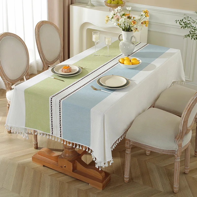 Tassel Cotton Linen Tablecloth Desk Decoration Cloth Round Tablecloth Tea Table Dining Table Tablecloth Tea Table Cloth Art