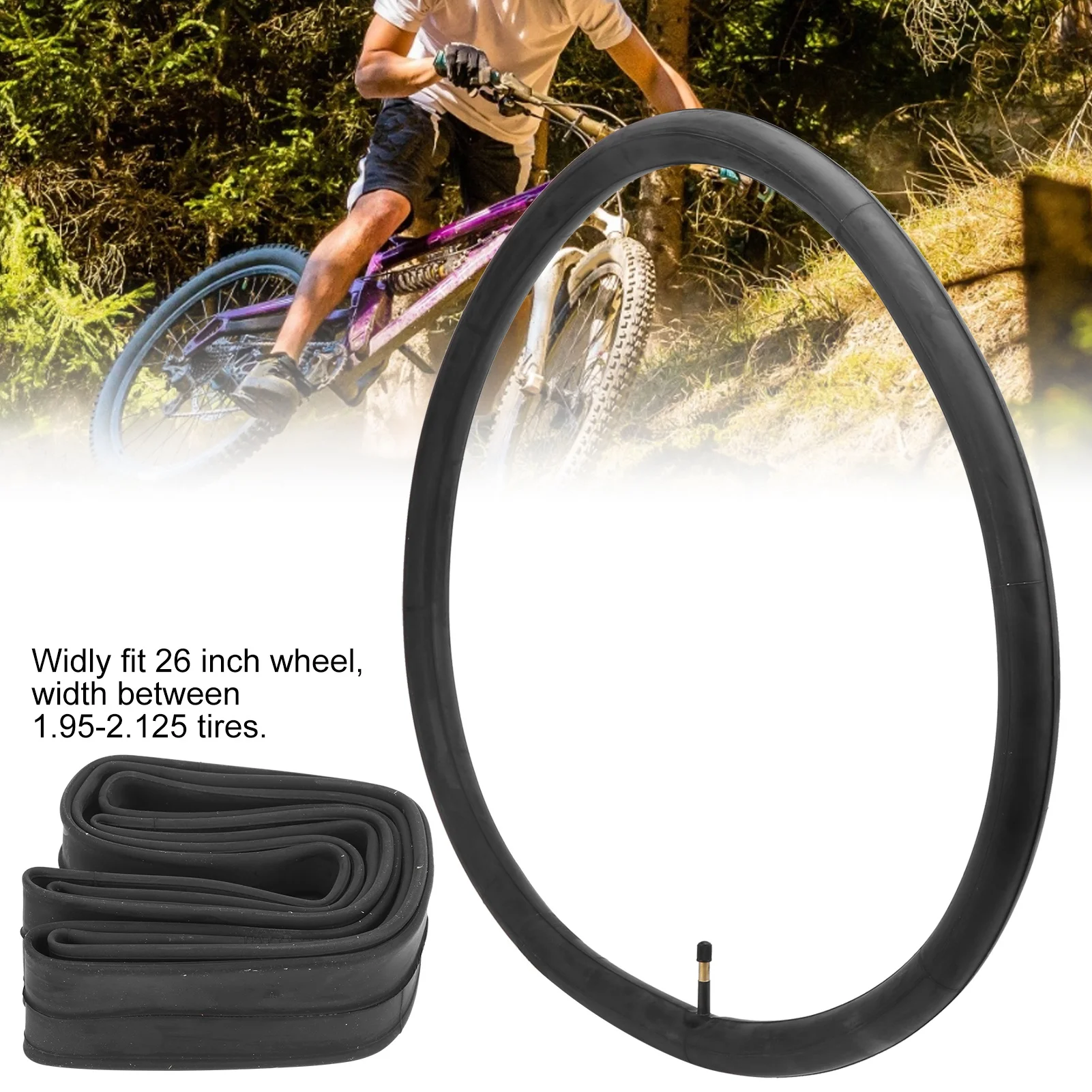 

26x1.95/2.125 Bike Inner Tubes Schrader Valve 26inch Butyl Rubber Inner Tubes Replacement Butyl Rubber Inner Tubes