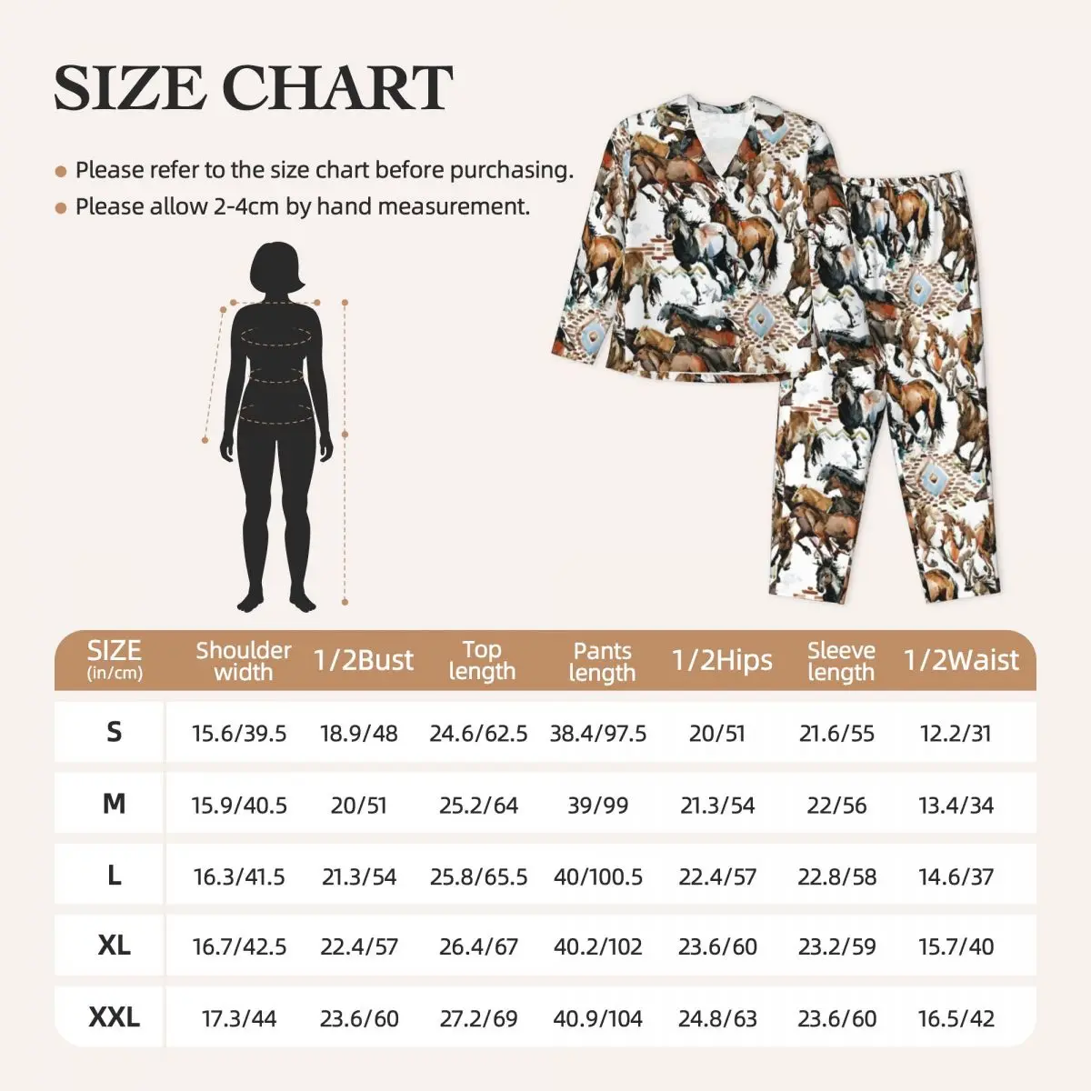 Wild Horse Lover Pajama Sets Animal Print Elegant Sleepwear Women Long Sleeve Vintage Night 2 Piece Home Suit Large Size