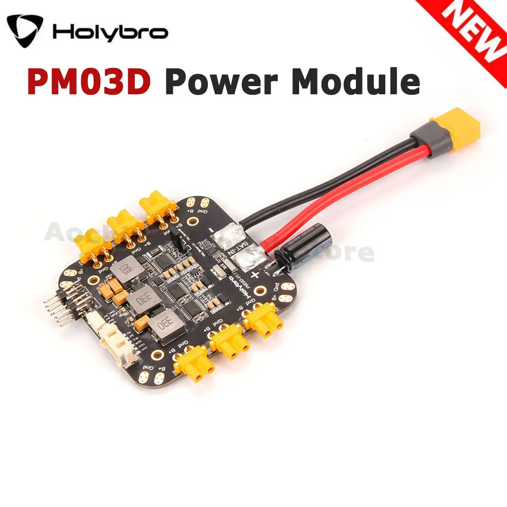 El módulo de alimentación Holybro PM03D compatible con el controlador de vuelo utiliza el monitor de potencia I2C con conectores XT-30 y XT-60 para multirotor