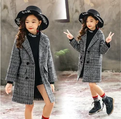 Cate Children Jacket for Girls Winter Wool Warm Overcoat Fashion Girls Clothes Kids Outerwear Autumn Girls Coat