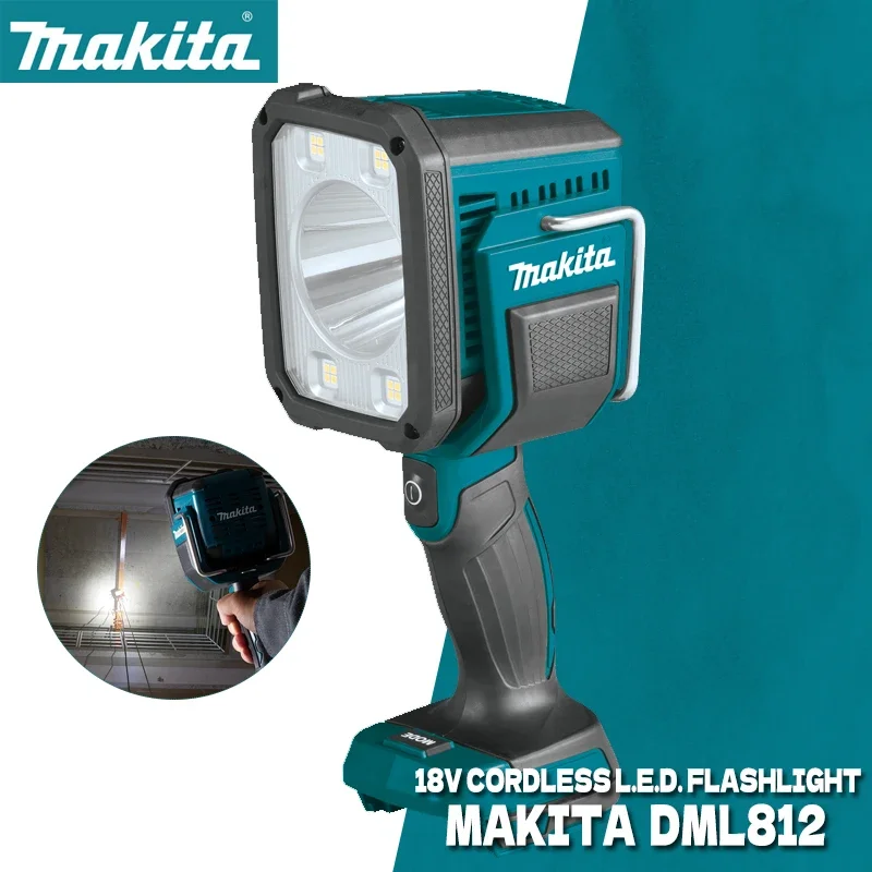 Makita LED Spotlight 18V Cordless Long Distance Rechargeable Work Area 1000 Lumen Flashlight Electric Drill Spotlight DML812