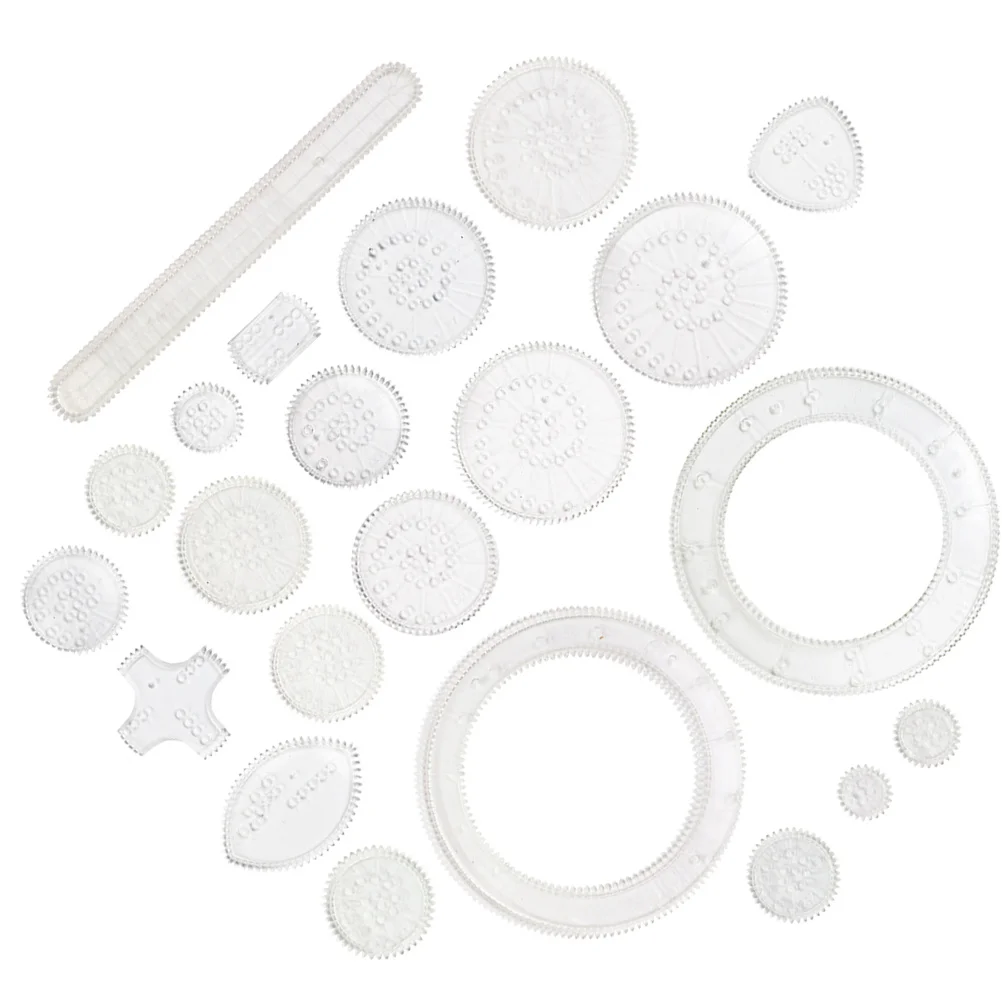 22pcs Curve Ruler Drawing Set Interlocking Gears Wheels Transparent Painting Kit For Educational Art Supplies Design Tool
