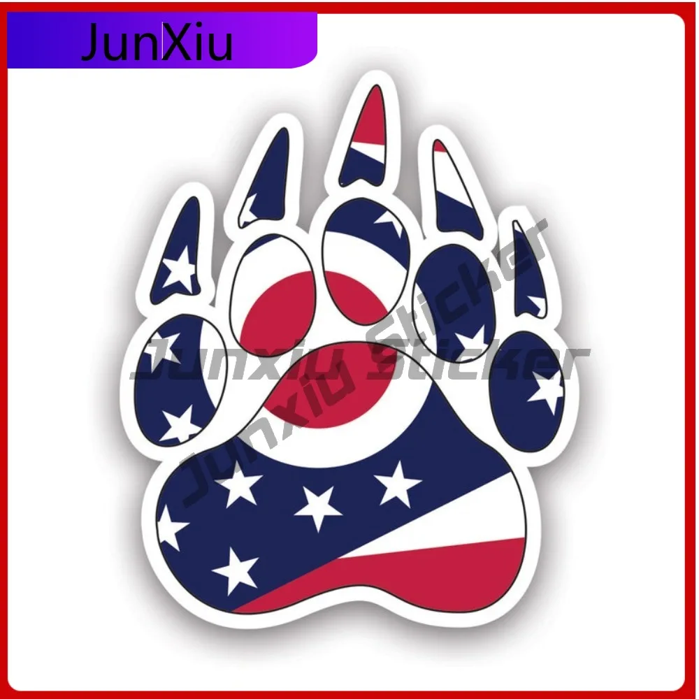 

Ohio State Bear Print Shaped Sticker Creative Decals Grizzly Track Tracks Polar Outdoors Explore Hiking Camping State Flag