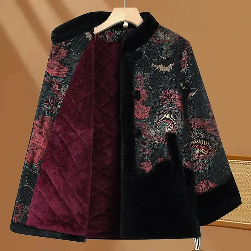 Winter Femme Thick Cotton Padded Tops 2025 Ladies Long Sleeved Down Cotton Jacket Middle Aged Mother Large Size 6XL Parkas Coat