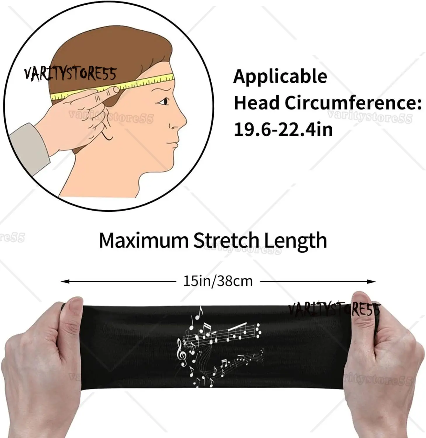 Femmes hommes bandeaux pour bandeaux de musique Notes de musique bandeau extensible bandeaux mignon bandeau