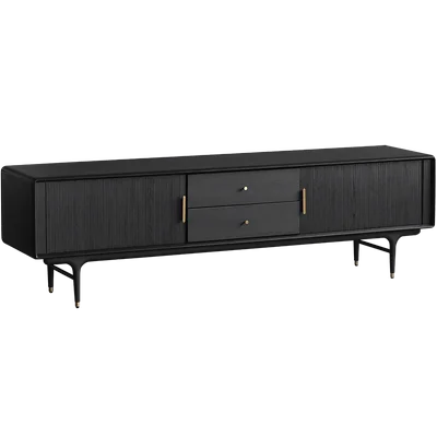 

Retro TV Cabinet Simple Solid Wood Black Floor Cabinet Size Combination Cabinet Light Luxury