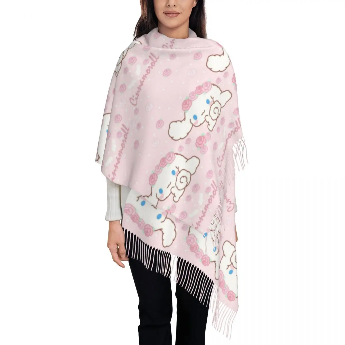 Custom Printed Cinnamoroll New Cartoons Scarf Women Men Winter Warm Scarves Shawls Wraps