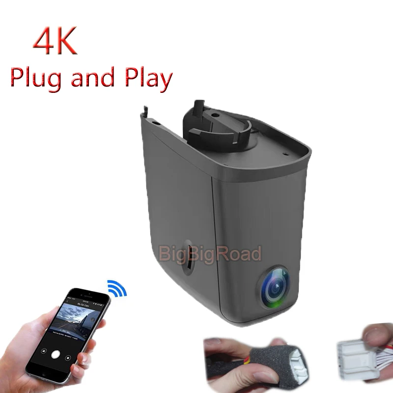 4k Plug And Play For Tesla Model Y 2021 2022 Car Video Recorder APP Control Car Wifi DVR Dash Cam Camera Night Vision Black Box