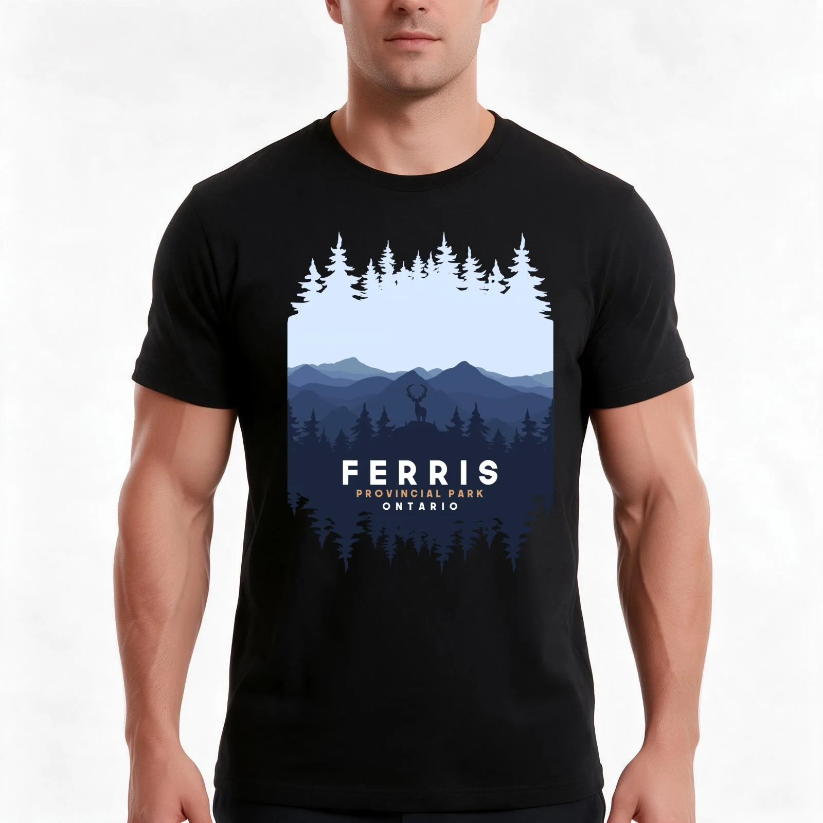 Ferris Provincial Park Ontario Canada Mountain And Pine Tree T-Shirt, Summer Casual Cotton Tee, Oversized Streetwear Tops
