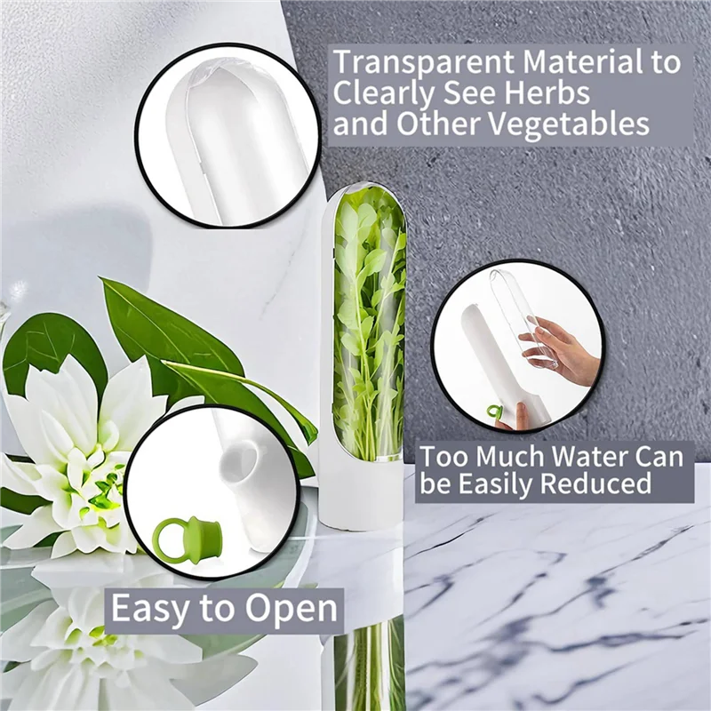 

AA49 6PCS Herb Saver For Refrigerator Herb Freshs Keeper For Refrigerator,Herb Storage For Cilantro,Parsley, Asparagus