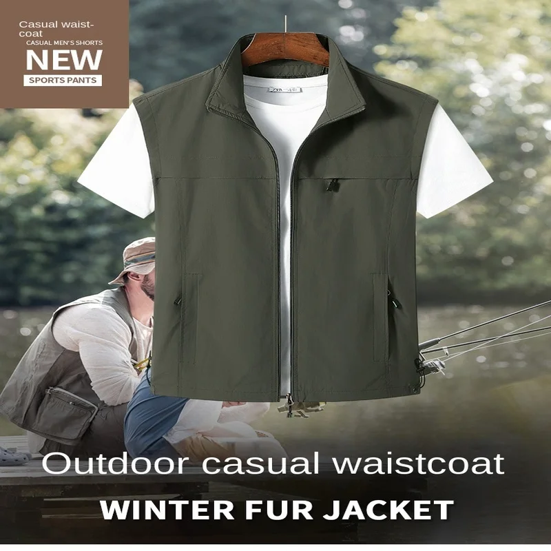 Work Vest Summer Sleeveless Jacket Man Working Men's Clothing Tactical Jackets Waistcoat Mesh Hunting Embroidered