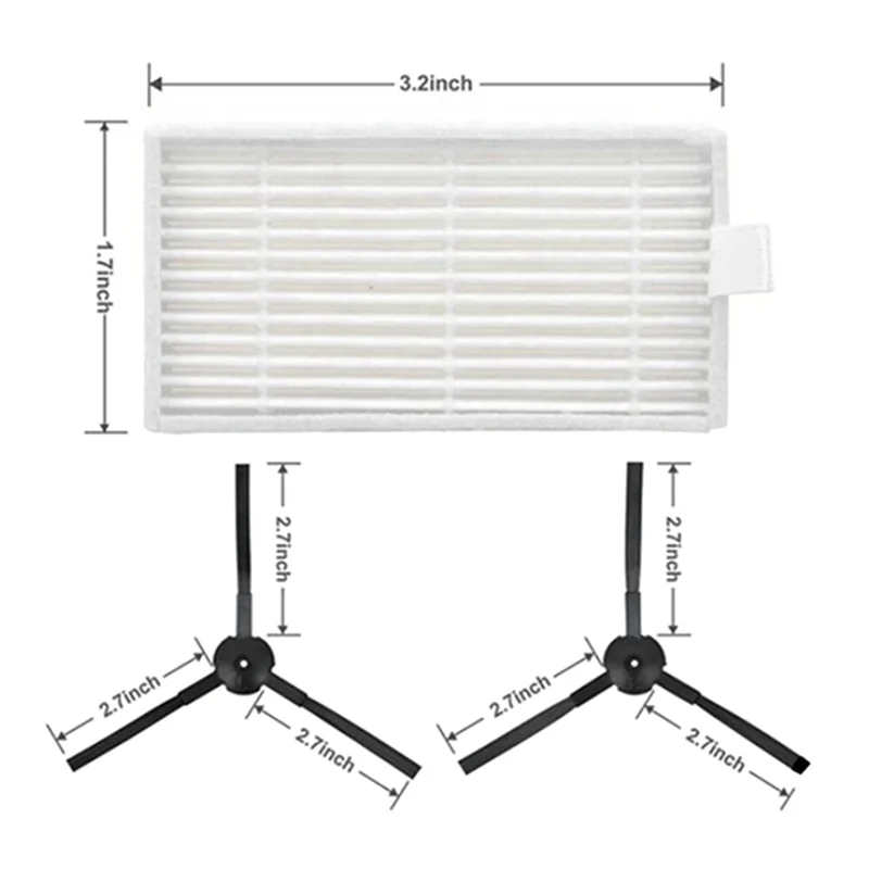 ABUS-2Set الجانب فرشاة ممسحة خرقة فلتر Hepa ل Chuwi Ilife V55 Pro جهاز آلي لتنظيف الأتربة استبدال قطع الغيار