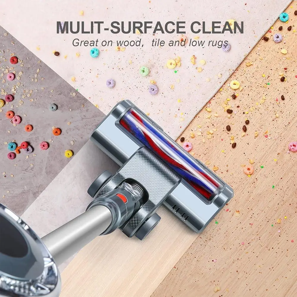 Aspiradora inalámbrica 400W 33KPa Potente succión 55min Tiempo de ejecución Pantalla táctil Batería desmontable Filtro HEPA Ligero 8