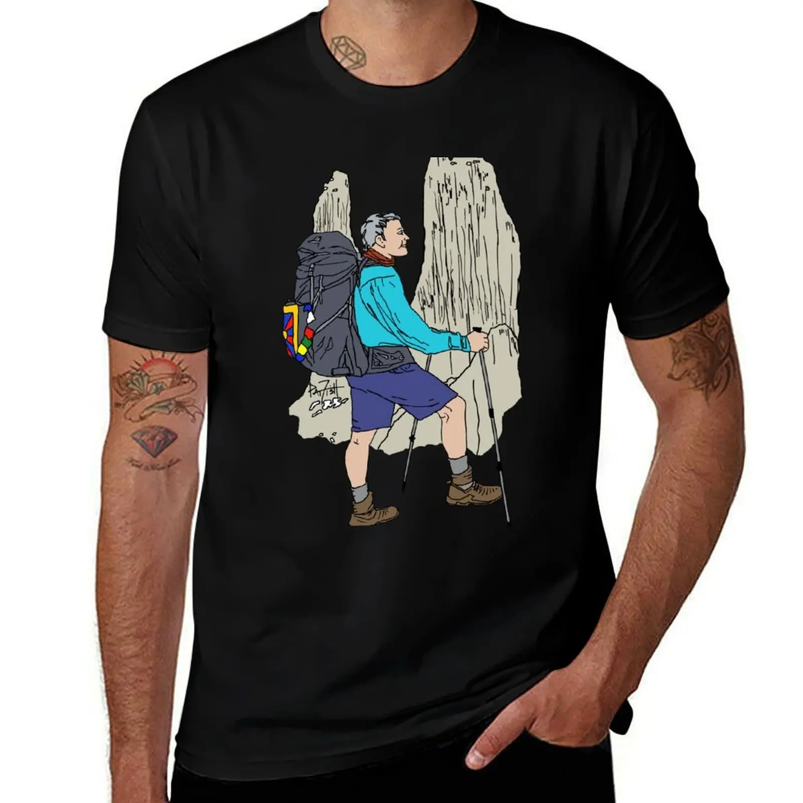 T-shirt Hiker Conquering Chilean Mountains, haut de travail basique à manches courtes