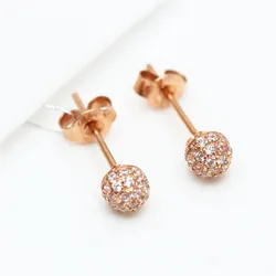 585 purple gold plated 14K rose gold inlaid crystal ear studs fashion new in charm round earrings for women party jewelry gift